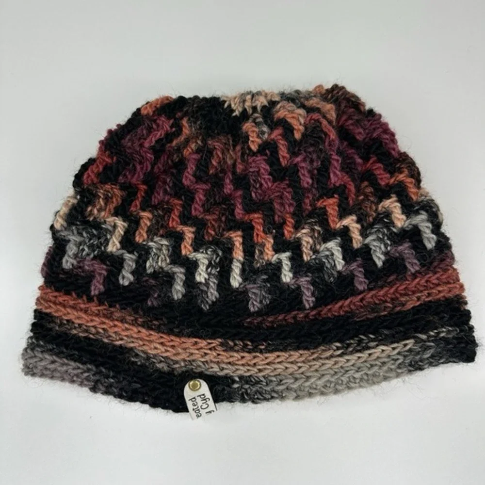 Created by Cyd Handmade Knit Beanie Alpaca Wool Chevron Zig Zag‎ Winter Hat NEW